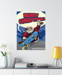 Santa Claus Playing Skateboard Poster 1