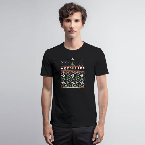 Metalica Holiday Ninja Star Christmas T Shirt